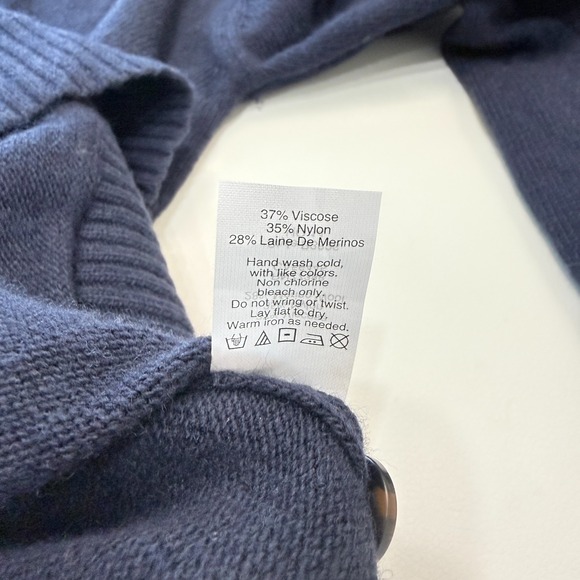J Crew Merino Wool Blend Sweater Womens L Navy Blue Pockets Soft Preppy Work - Picture 6 of 7